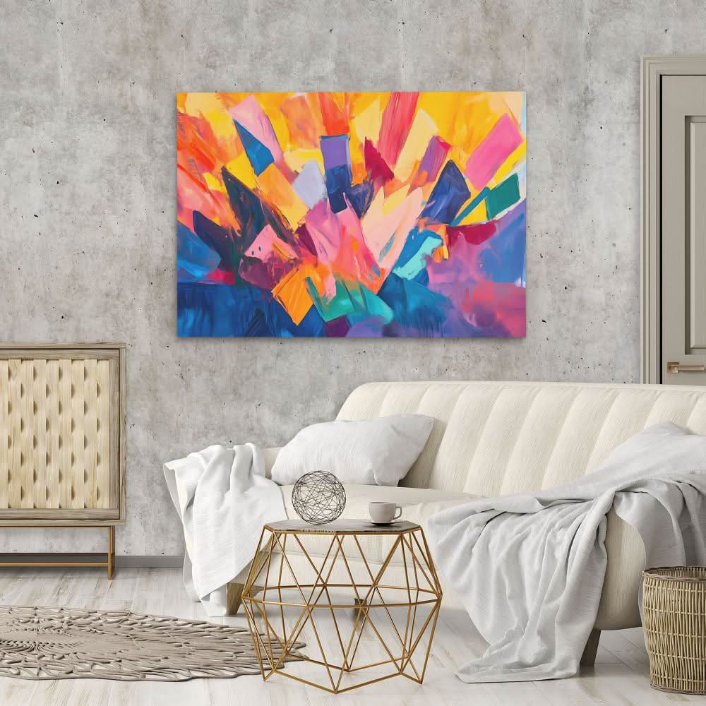 Colorful Abstract Crown - Blue Canvas Print