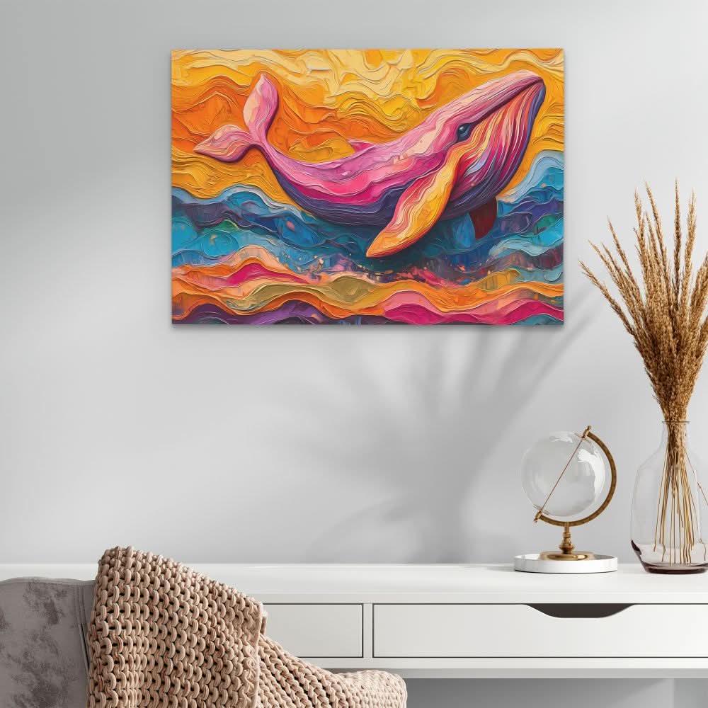 Colorful Abstract Whale - Large Abstract Canvas Print