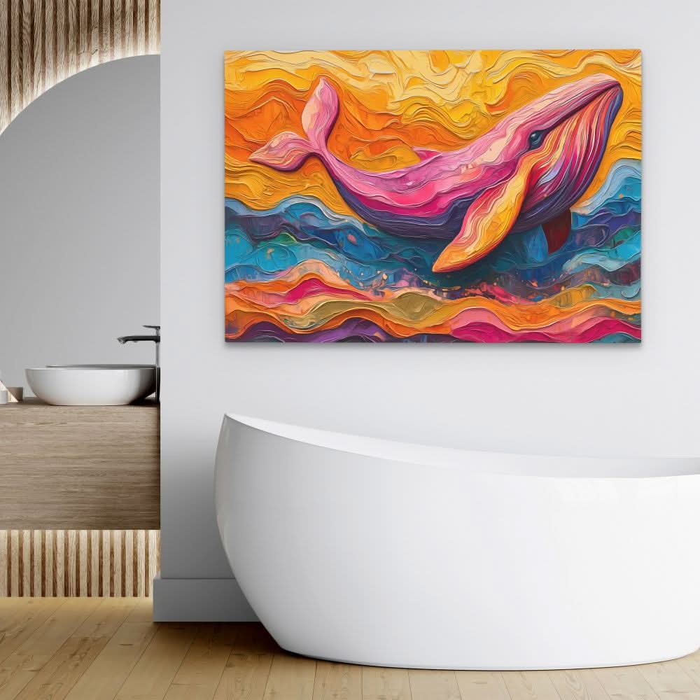 Colorful Abstract Whale - Abstract Colorful Canvas Wall Art