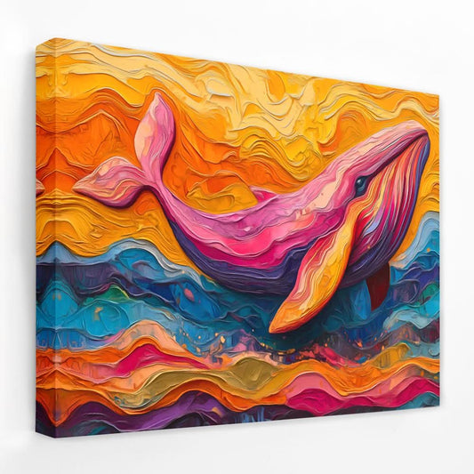 Colorful Abstract Whale - Beach Canvas Wall Art