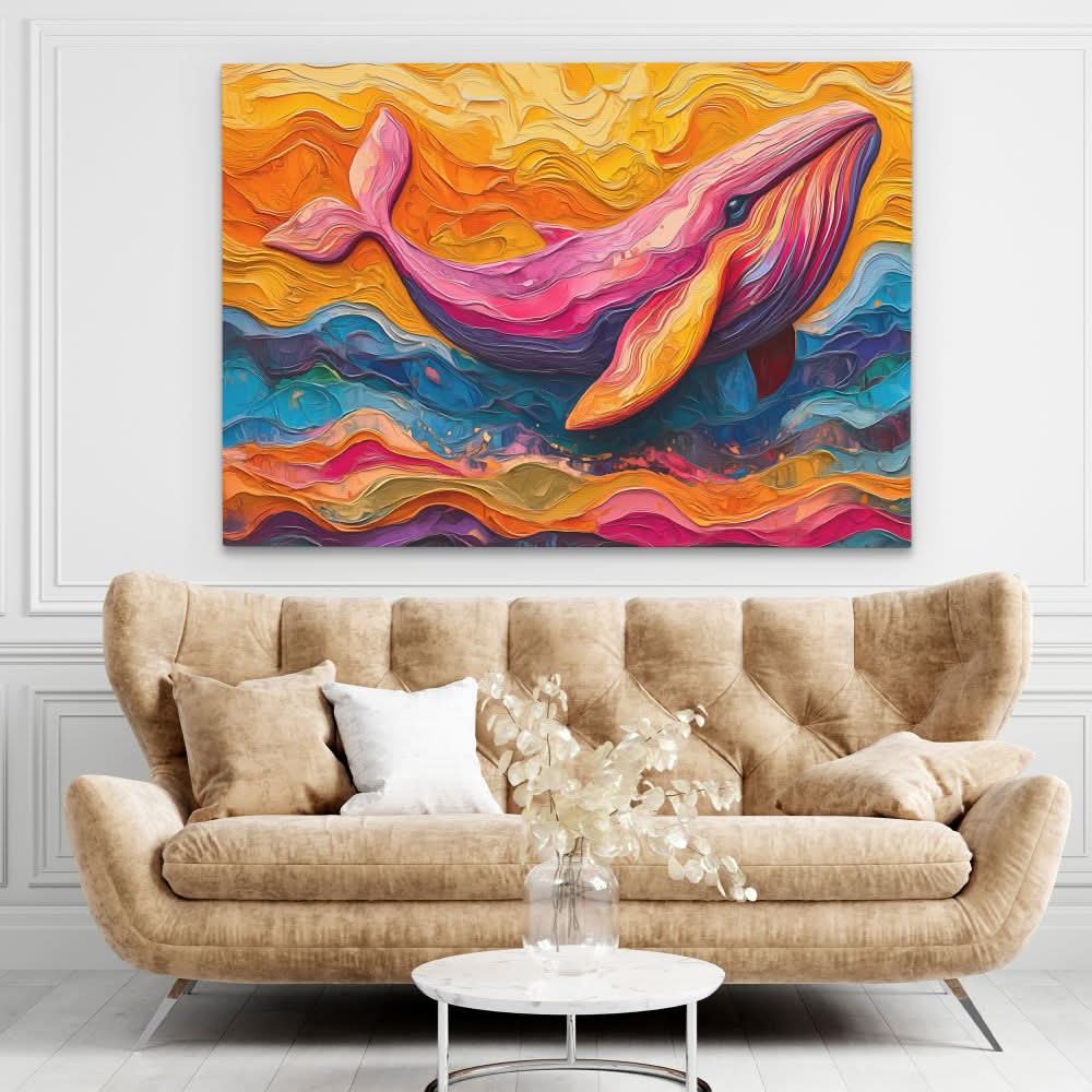 Colorful Abstract Whale - Colorful Wall Art for Kids Room