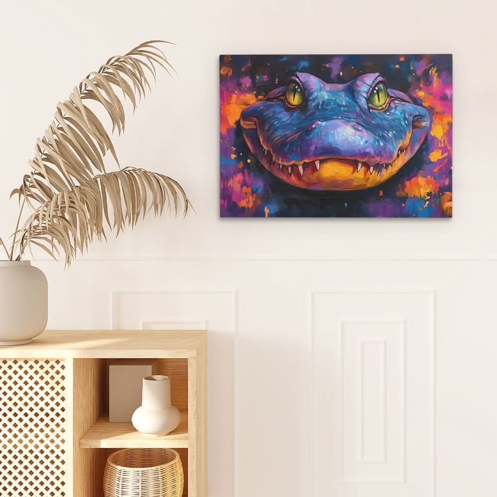 Colorful Alligator - Blue Animals Canvas Print