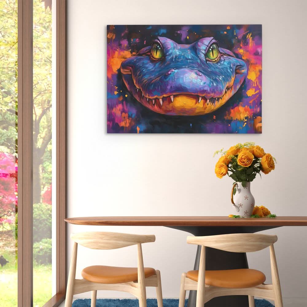 Colorful Alligator - Animals Wall Art in Black Frame