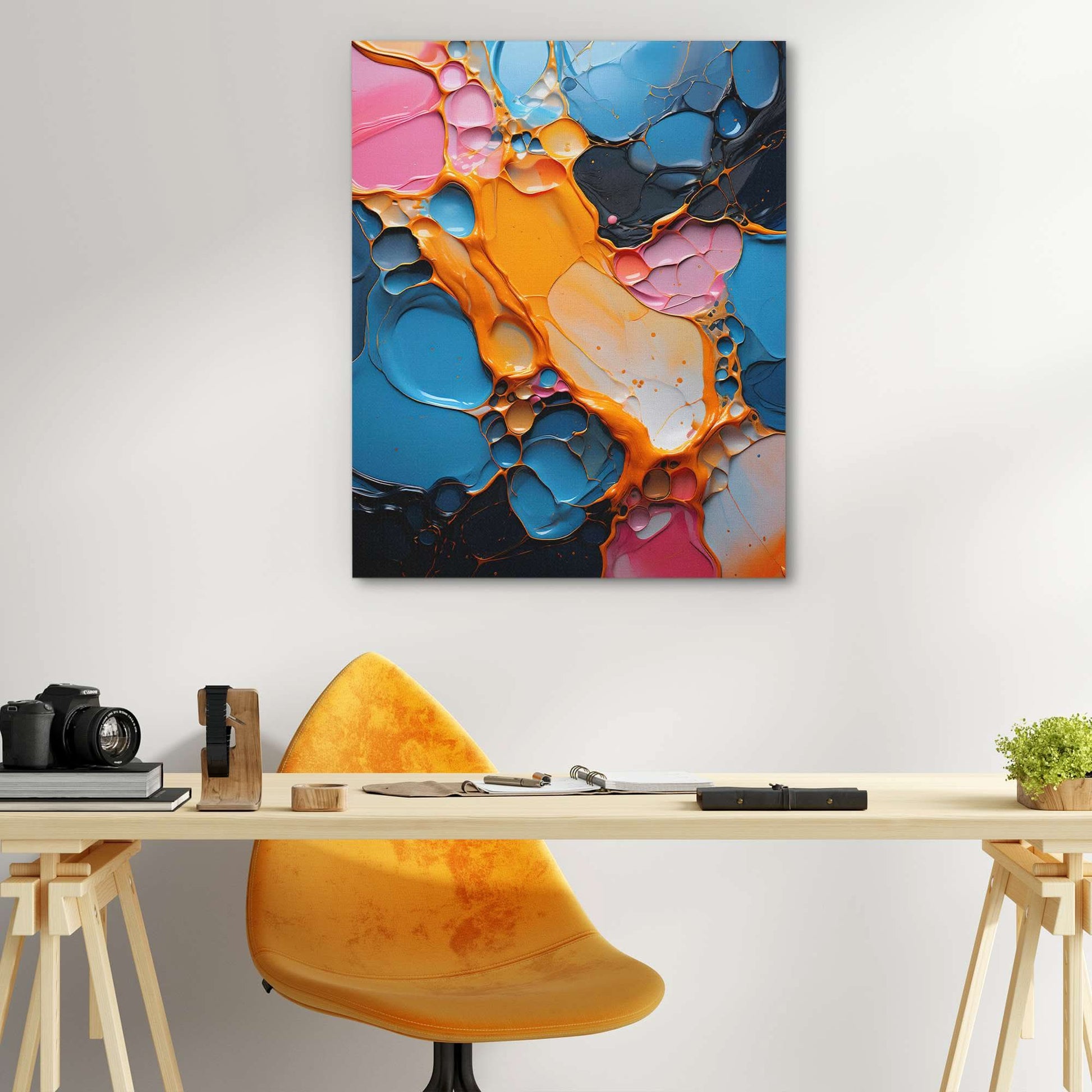 Colorful Chaos - Vertical Wall Art in Black Frame