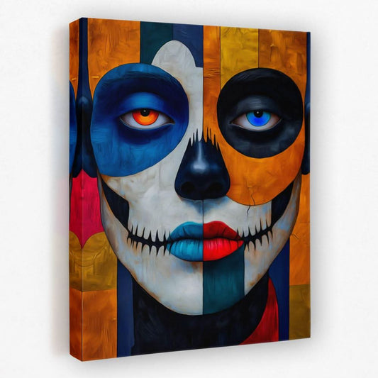 Colorful Day of the Dead - Dark Academia Canvas Wall Art