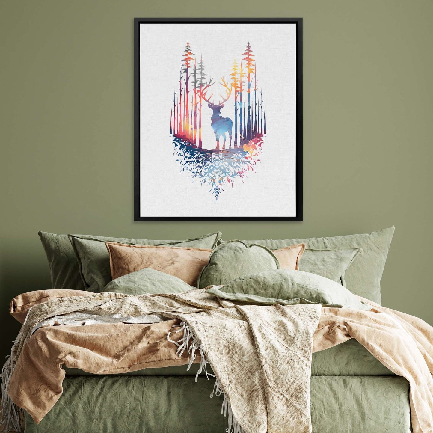 Colorful Deer - Oversized Animals Canvas Wall Art