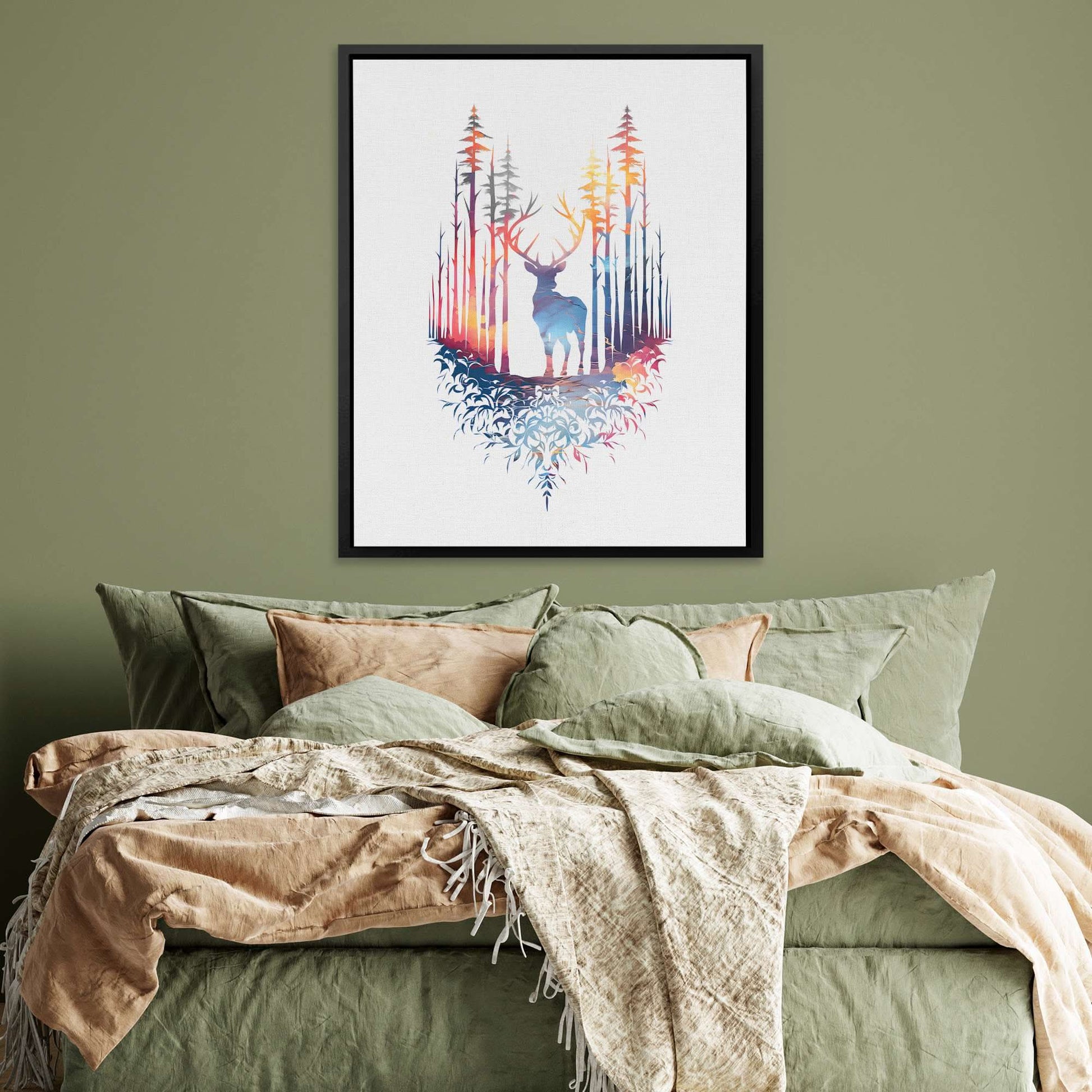 Colorful Deer - Oversized Animals Canvas Wall Art