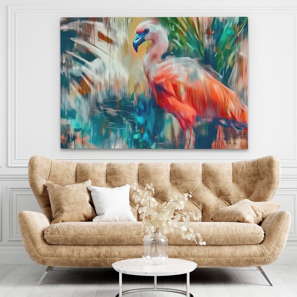 Colorful Flamingo Bird - Abstract Colorful Canvas Wall Art