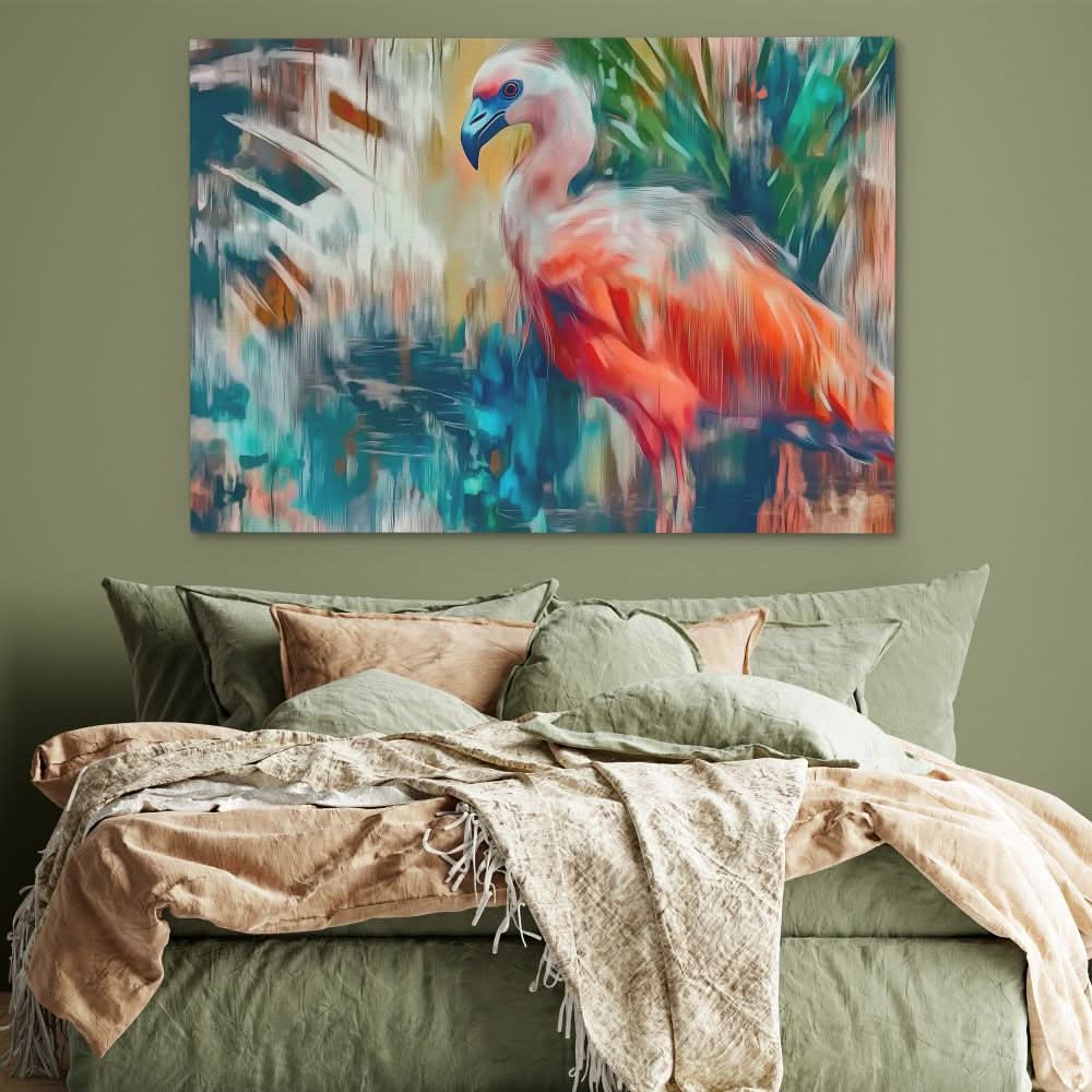 Colorful Flamingo Bird - Colorful Nature Canvas Print