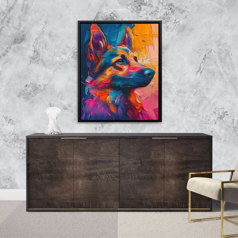 Colorful German Shepherd - Abstract Colorful Canvas Wall Art
