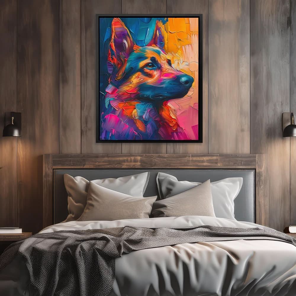 Colorful German Shepherd - Large Abstract Canvas Print