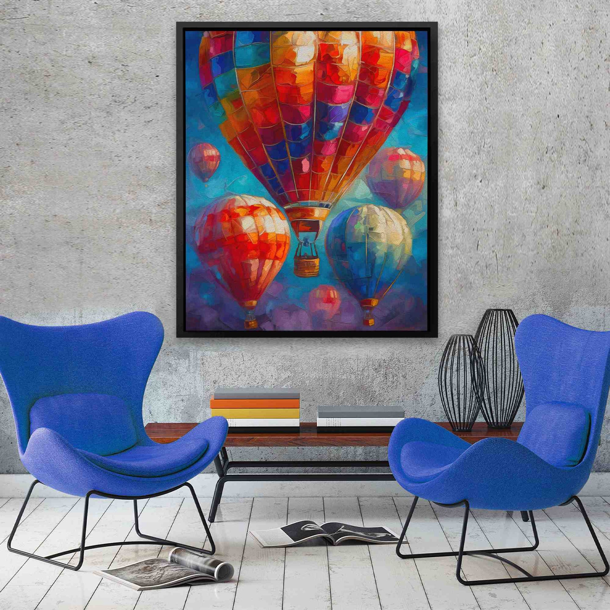 Colorful Heights - Blue Canvas Wall Art