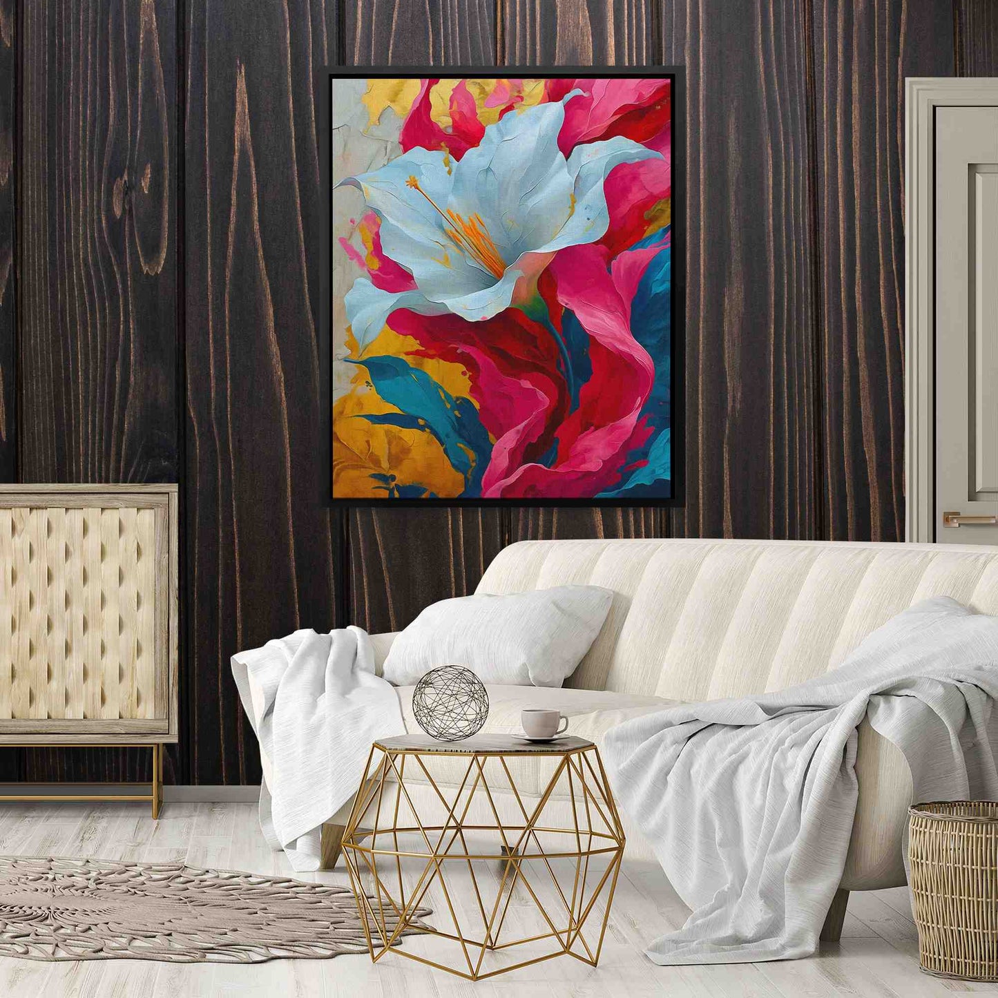 Colorful Lily - Gold Wall Art for Lounge