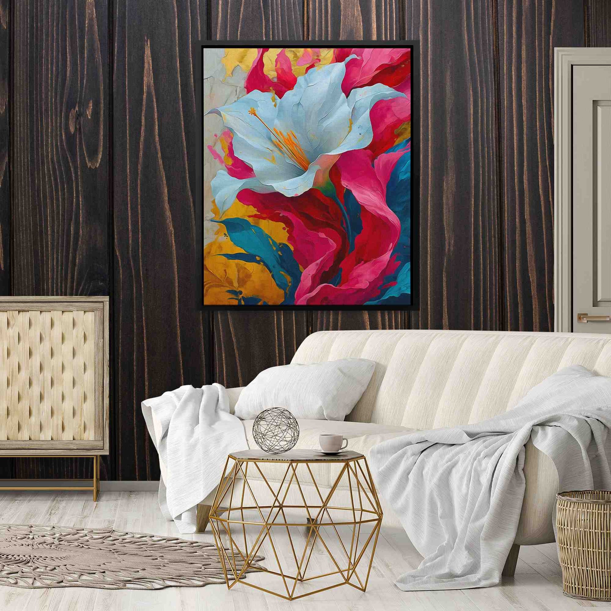 Colorful Lily - Gold Wall Art for Lounge