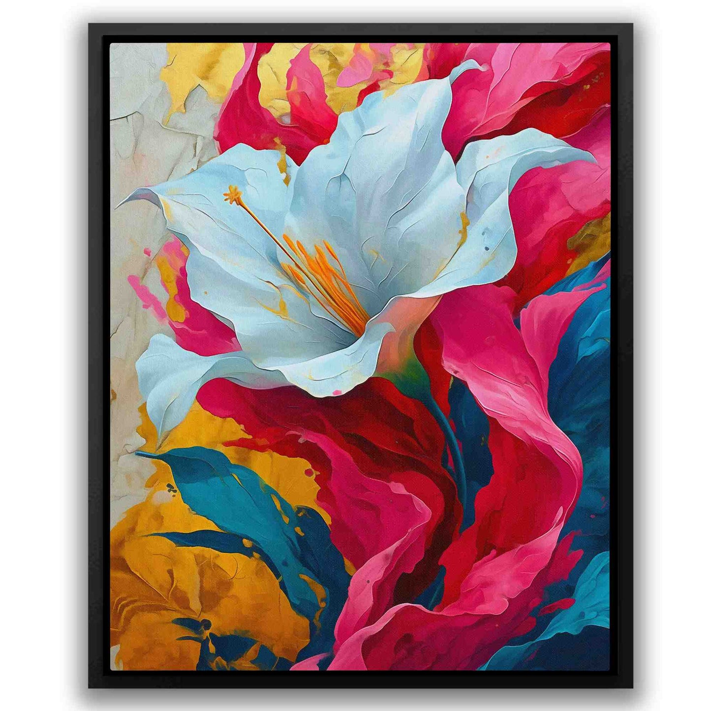 Colorful Lily - Gold Flowers Canvas Print