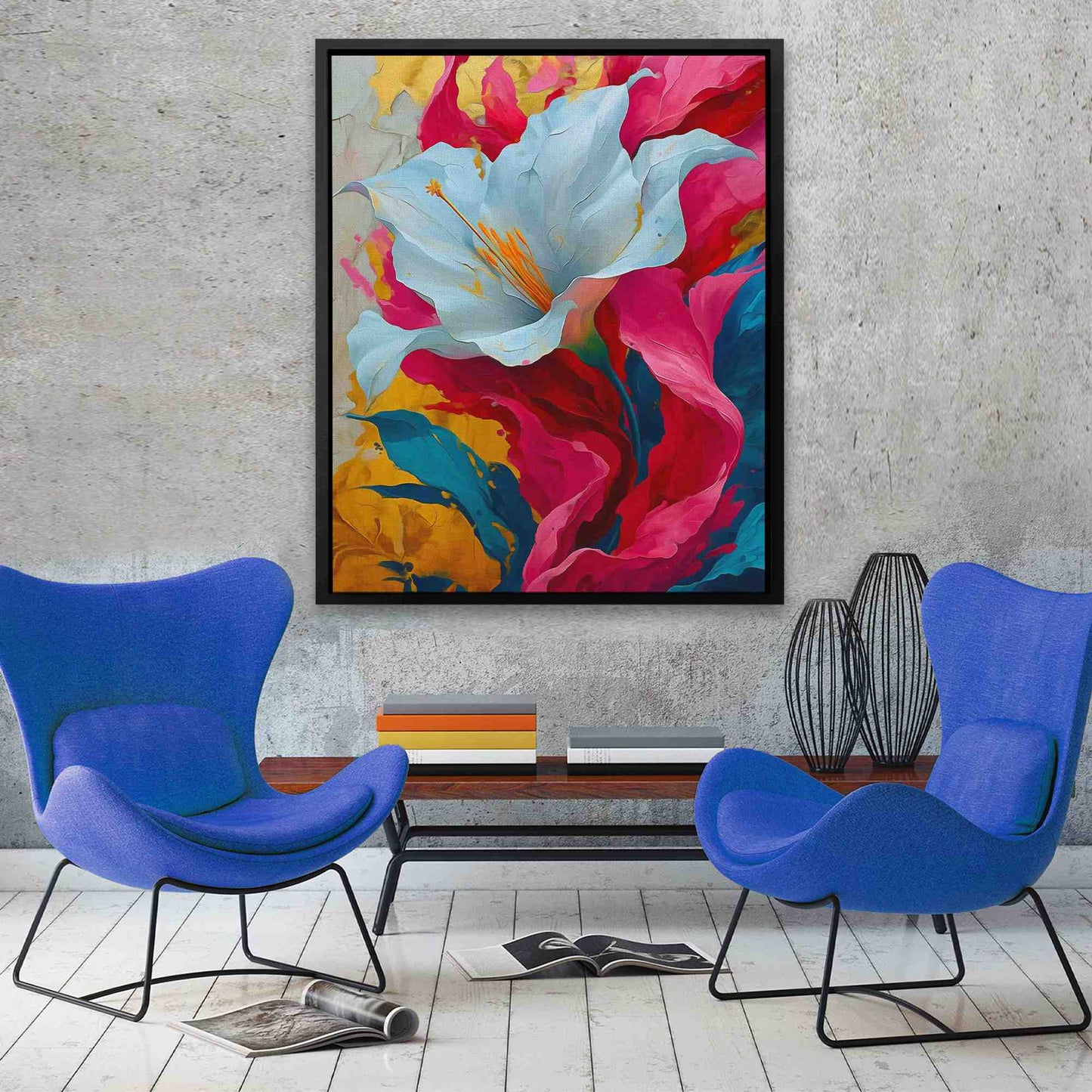 Colorful Lily - Flowers Wall Art in Black Frame