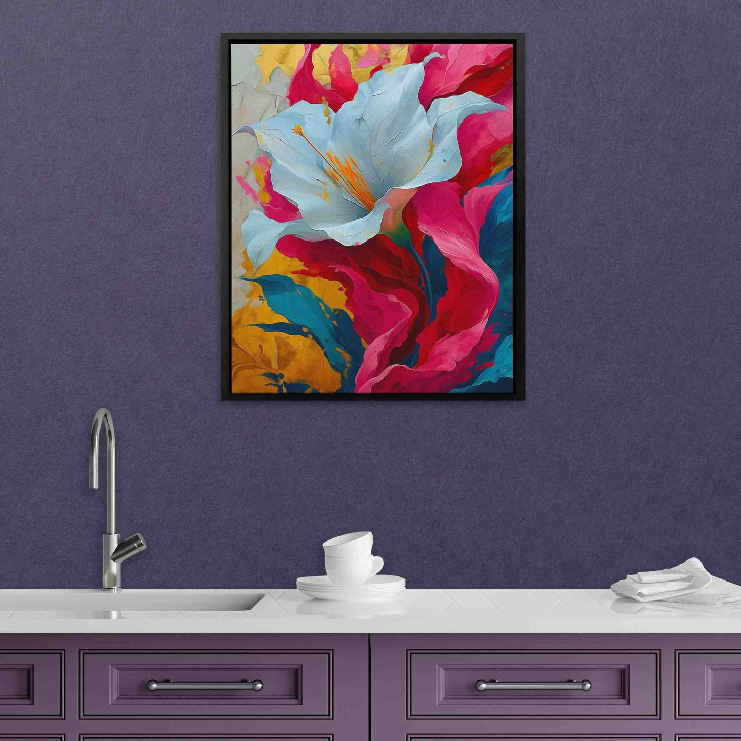 Colorful Lily - Gold Canvas Wall Art