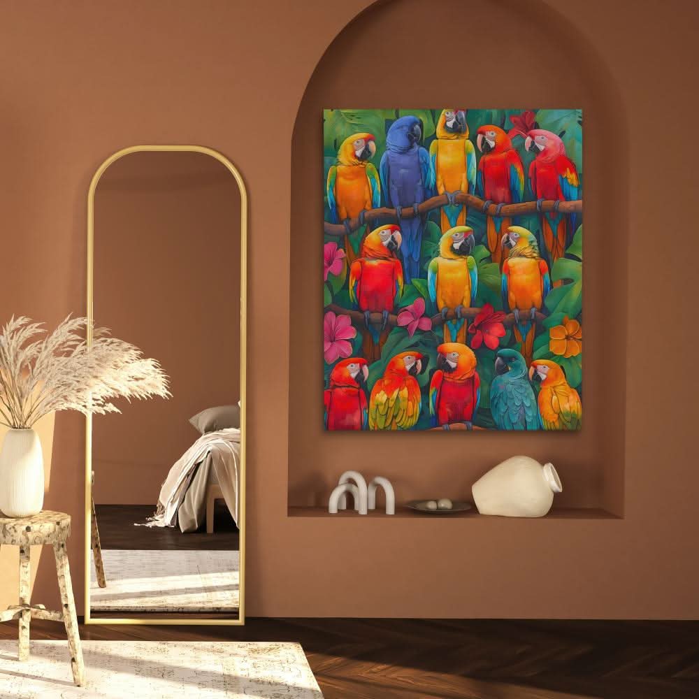 Colorful Parrots - Colorful Canvas Wall Art
