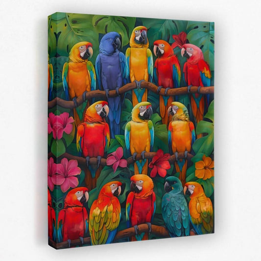 Colorful Parrots - Animals Canvas Wall Art