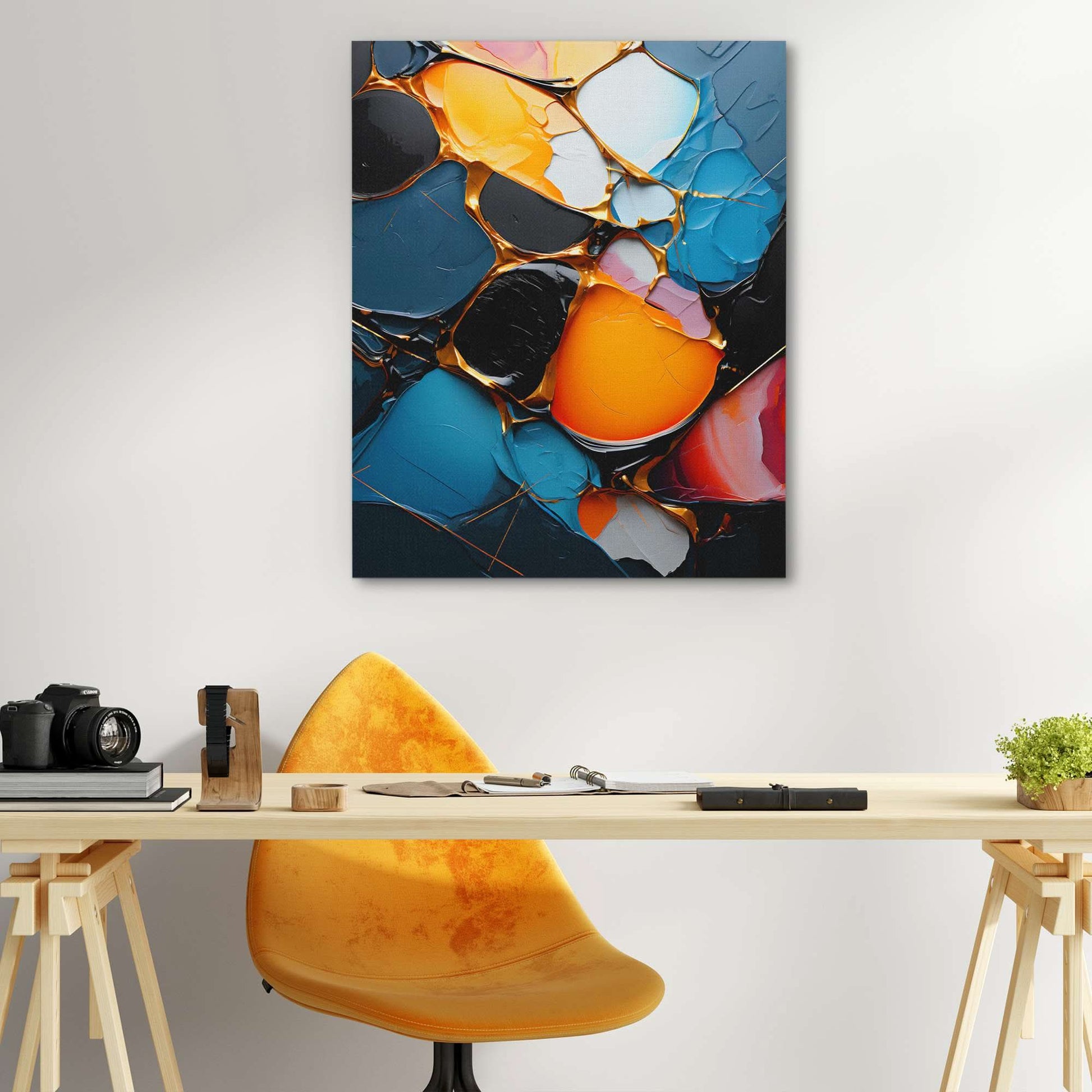 Colorful Patches - Paint Wall Art in Black Frame