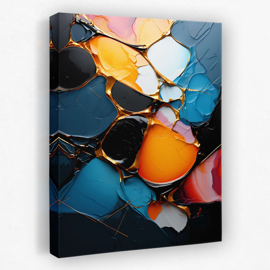 Colorful Patches - Navy Blue Canvas Wall Art