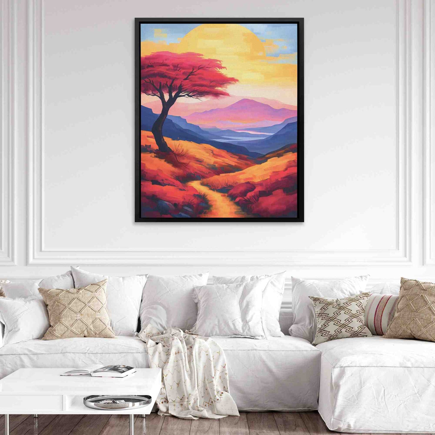Colorful Prairie - Watercolor Wall Art in Black Frame