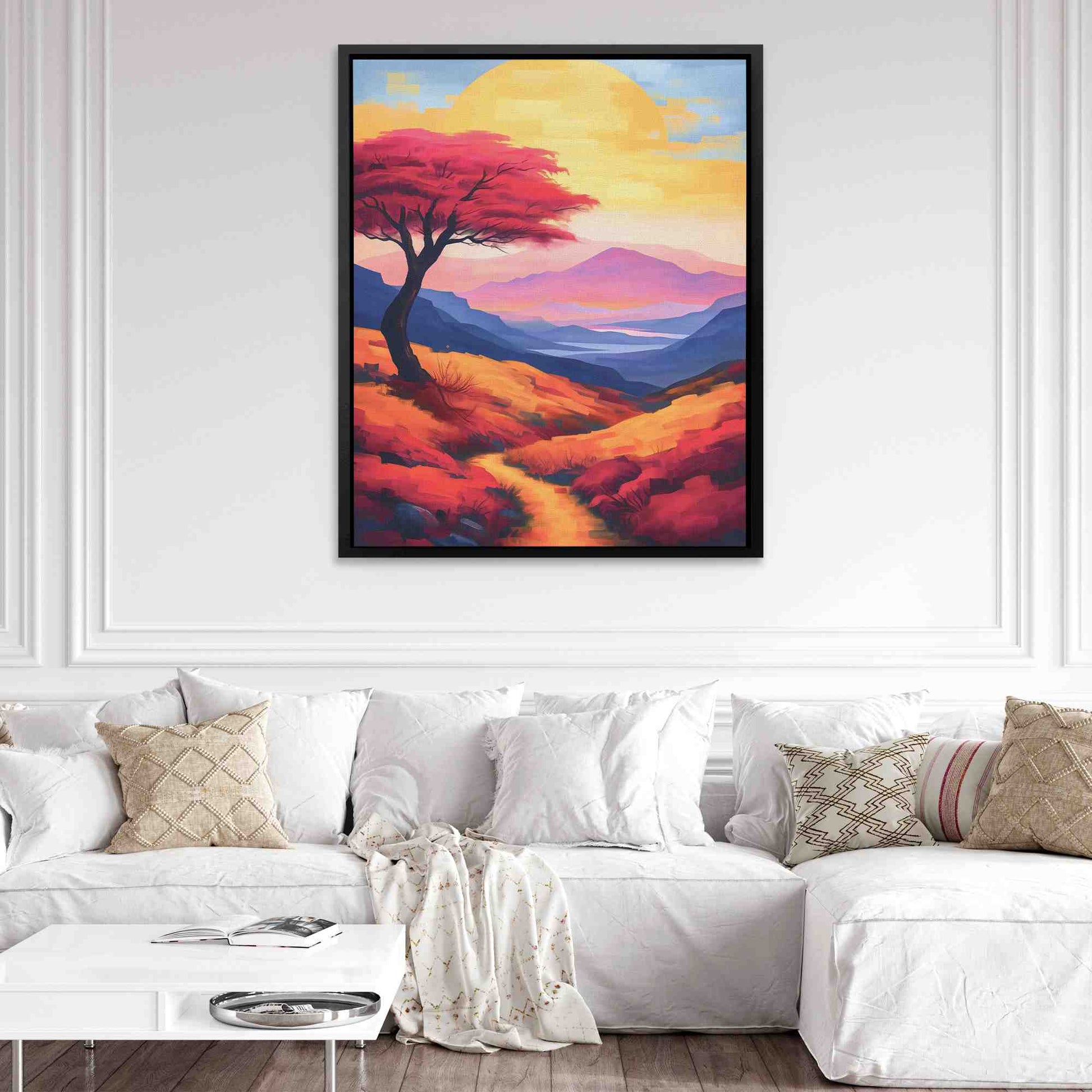 Colorful Prairie - Watercolor Wall Art in Black Frame