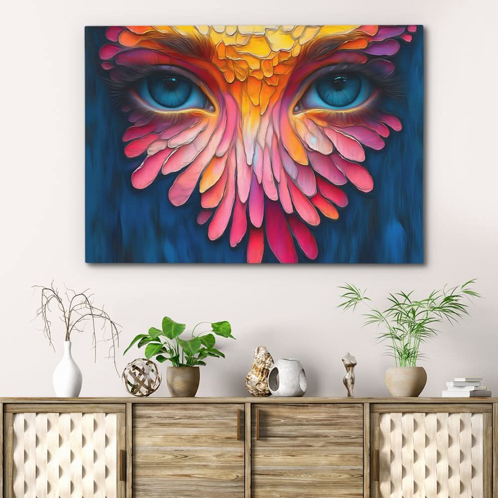 Colorful Soulful Eyes - Surrealism Pink Canvas Wall Art