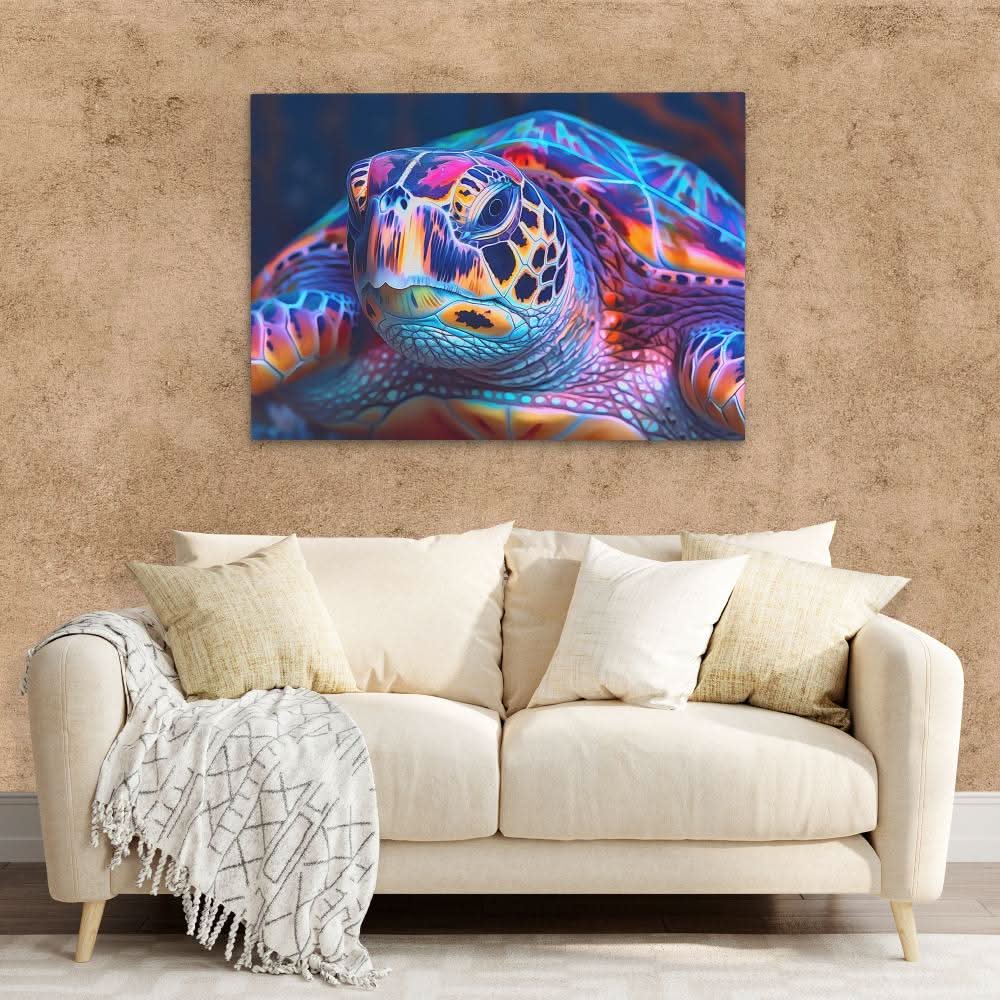 Colorful Turtle - Large Psychedelic Canvas Print