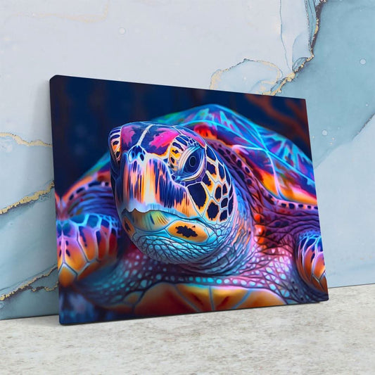 Colorful Turtle - Psychedelic Wall Art in Black Frame