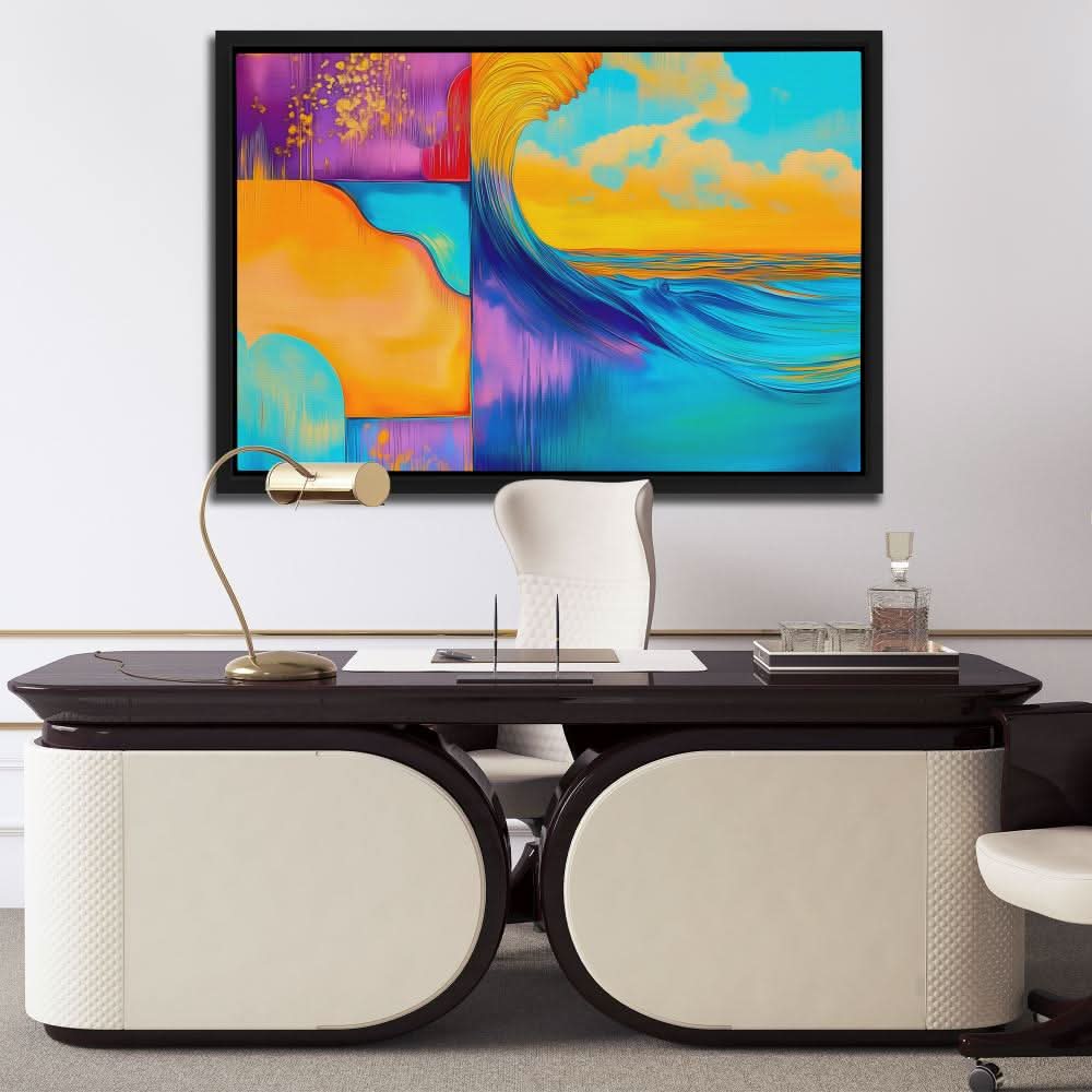 Complex Waveform - Coastal Wall Art in Black Frame