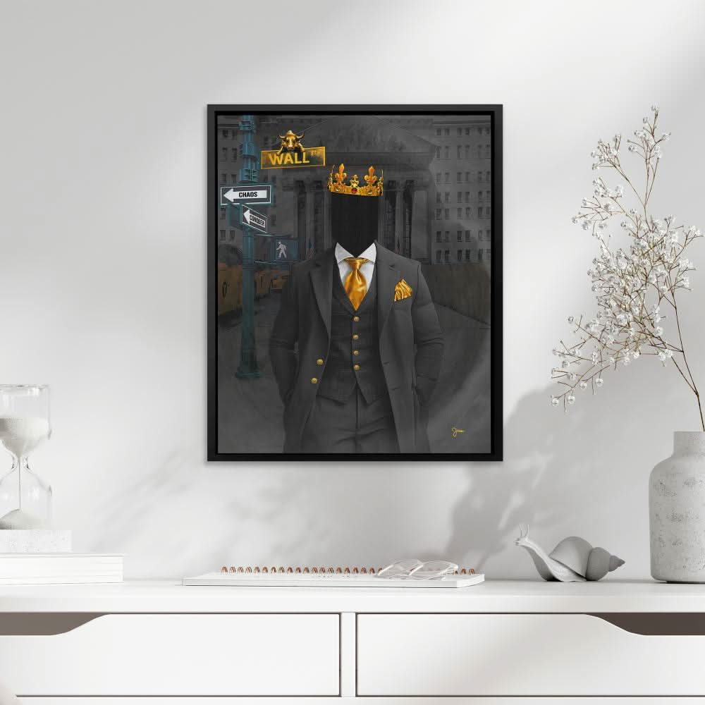 Conquer Wall Street - Anonymous Wall Art in Black Frame