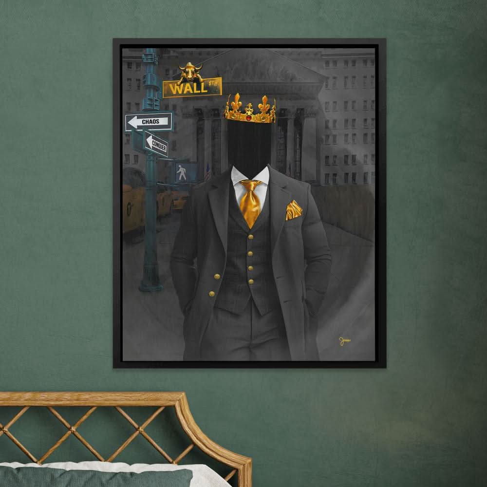Conquer Wall Street - Contemporary Wall Art in Black Frame