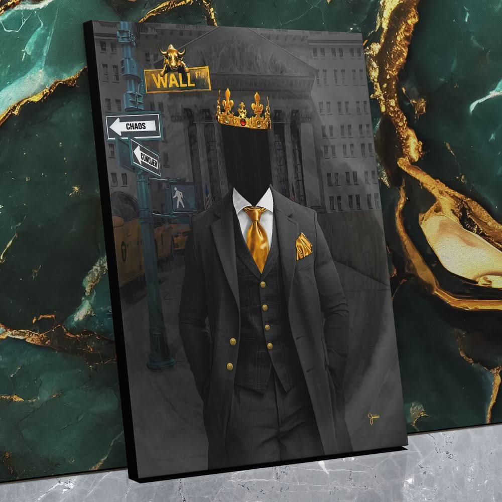 Conquer Wall Street - Black Anonymous Canvas Print