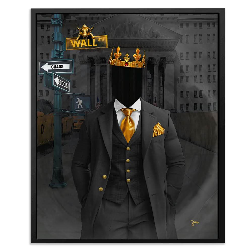 Conquer Wall Street - Contemporary Black Canvas Wall Art