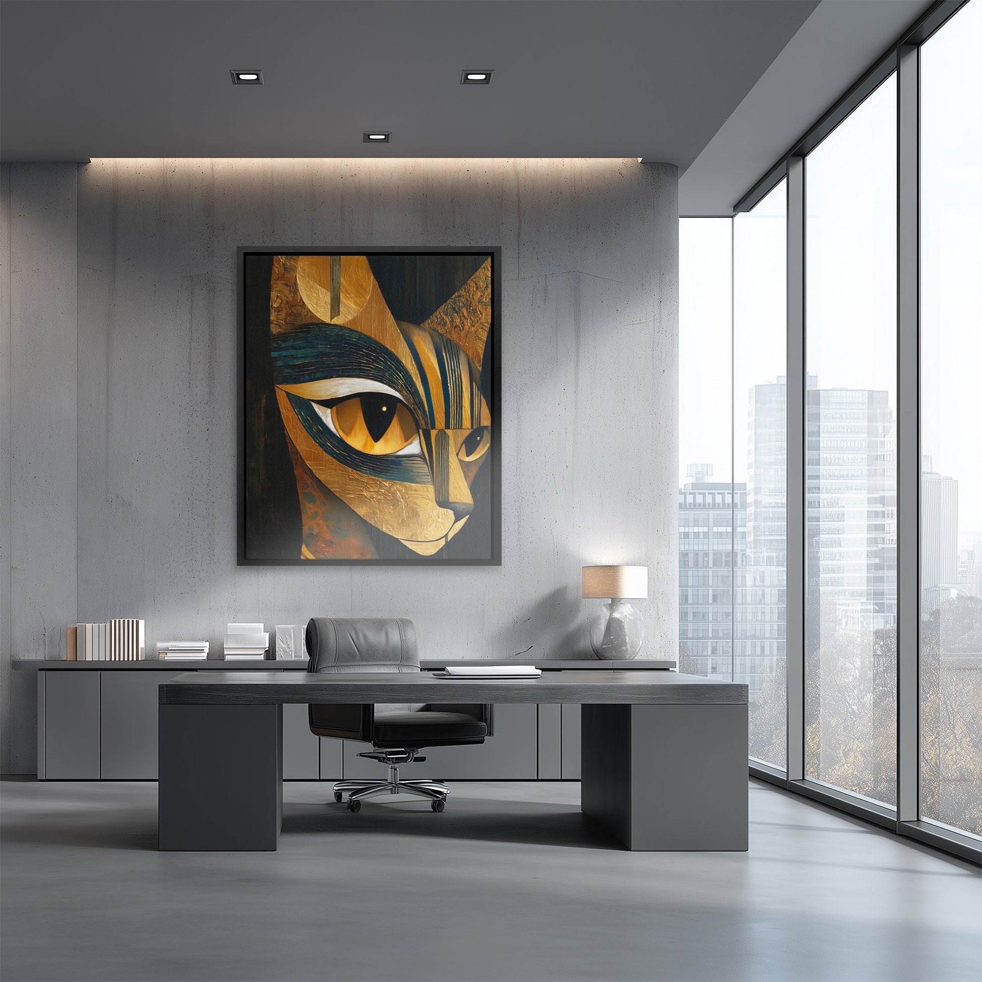 Copper Feline Fragments - Luxury Wall Art