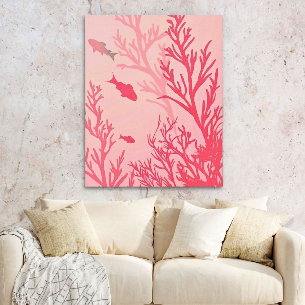 Coral Reef Life - Pink Wall Art for Living Room