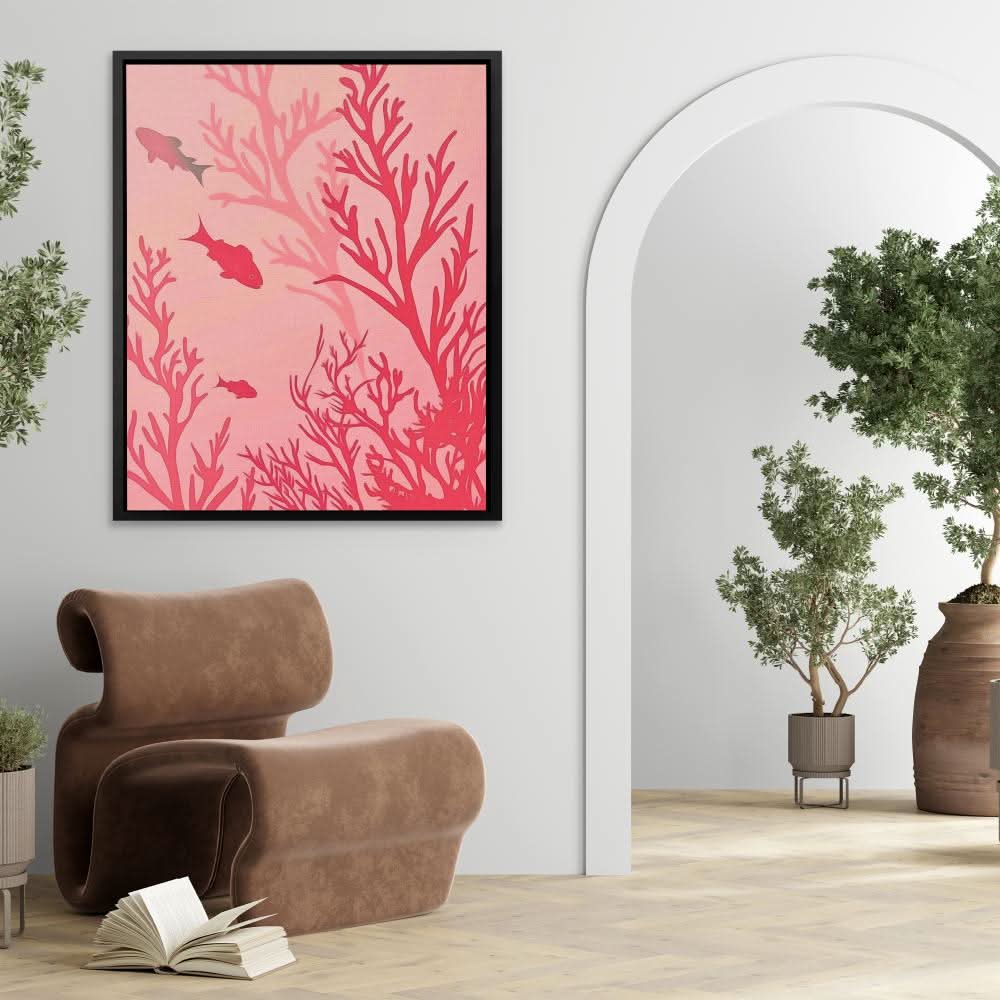 Coral Reef Life - Pink Beach House Canvas Print