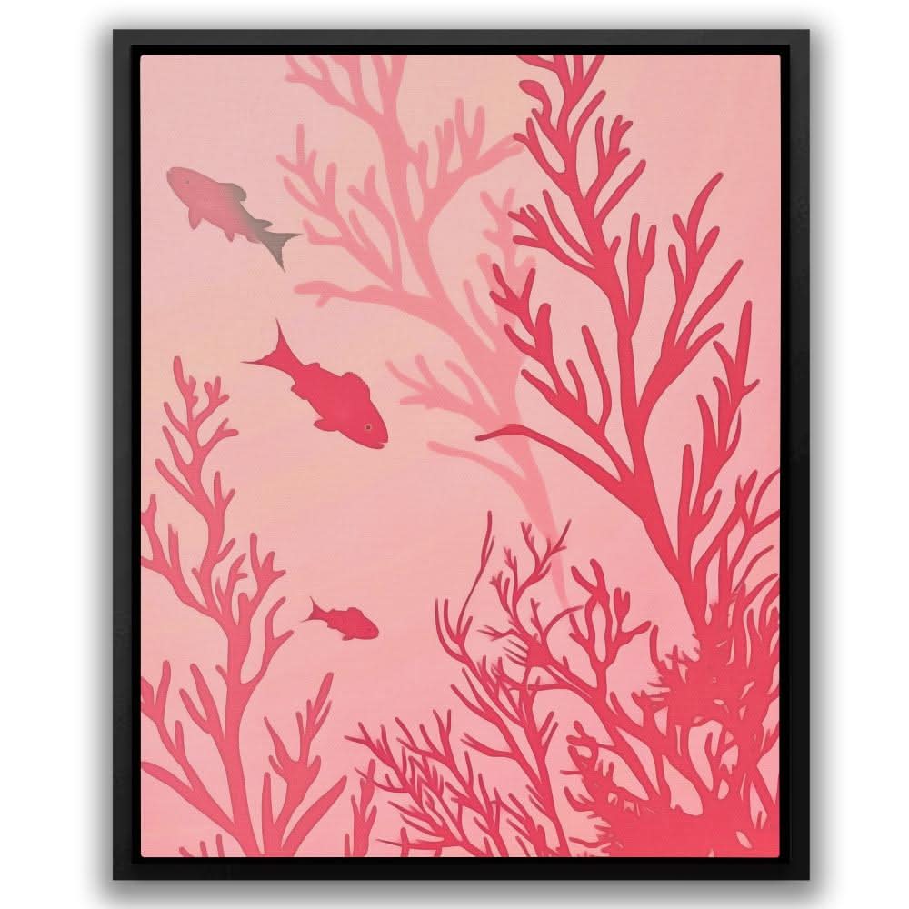 Coral Reef Life - Wall Art in Black Frame