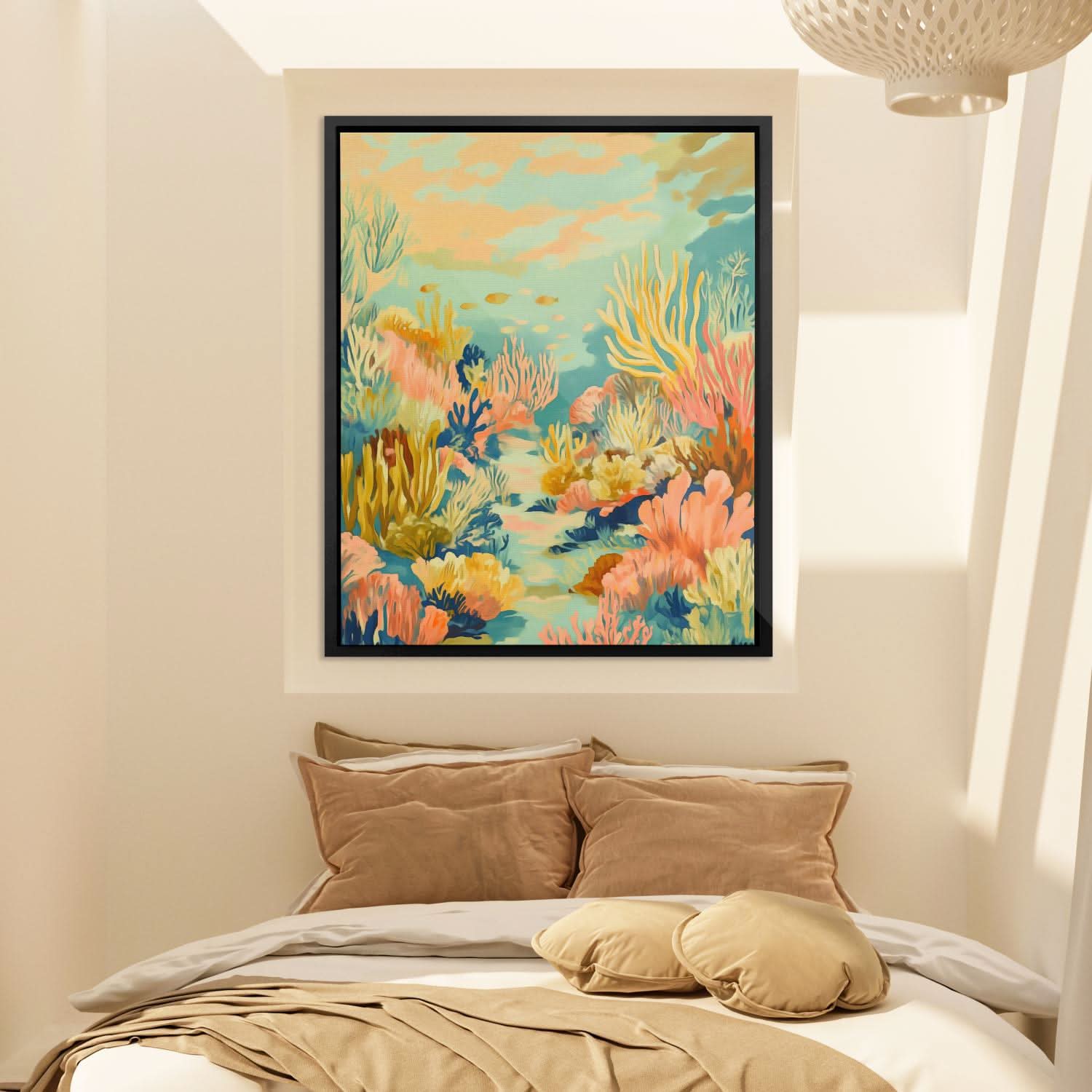 Coral Reef Sanctuary - Wall Art in Black Frame