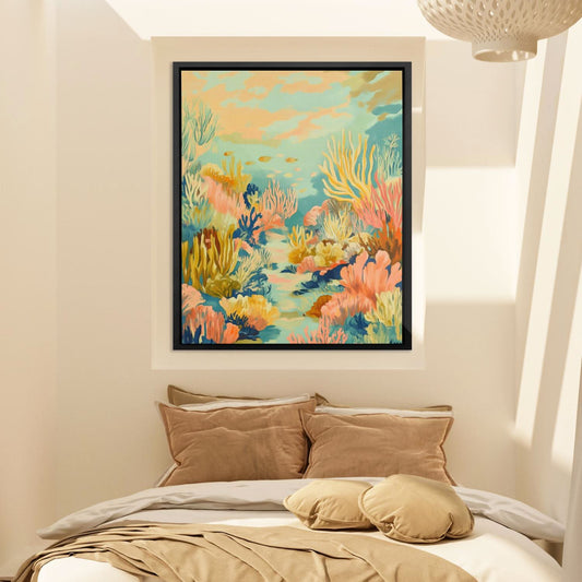Coral Reef Sanctuary - Wall Art in Black Frame