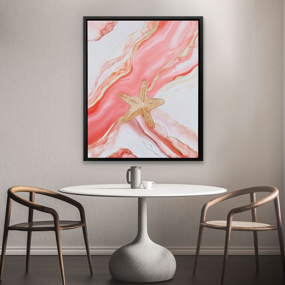 Coral Waves and Starfish - Large Contemporary Canvas Print