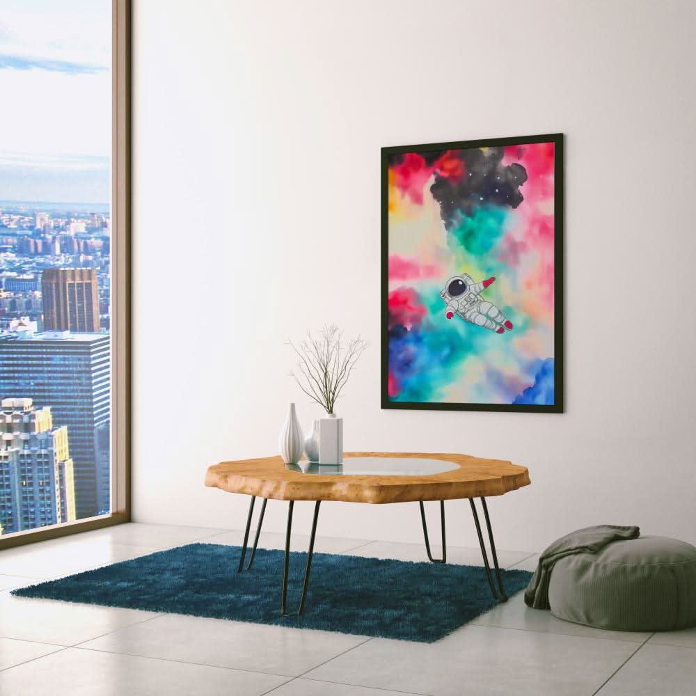 Cosmic Astronaut Drift - Colorful Canvas Print