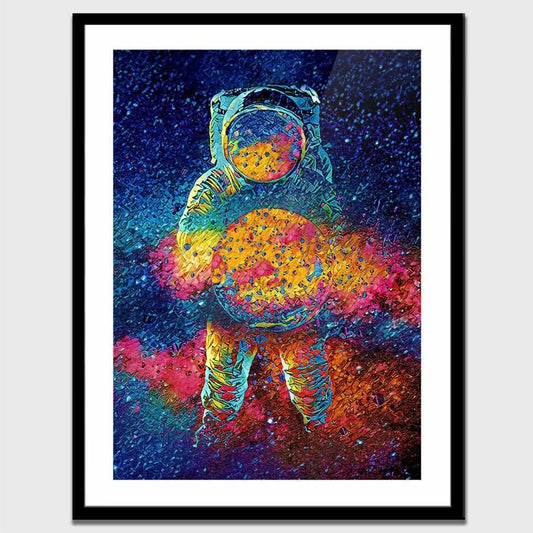 Cosmic Astronaut Semi-gloss Print - Wall Art in Black Frame
