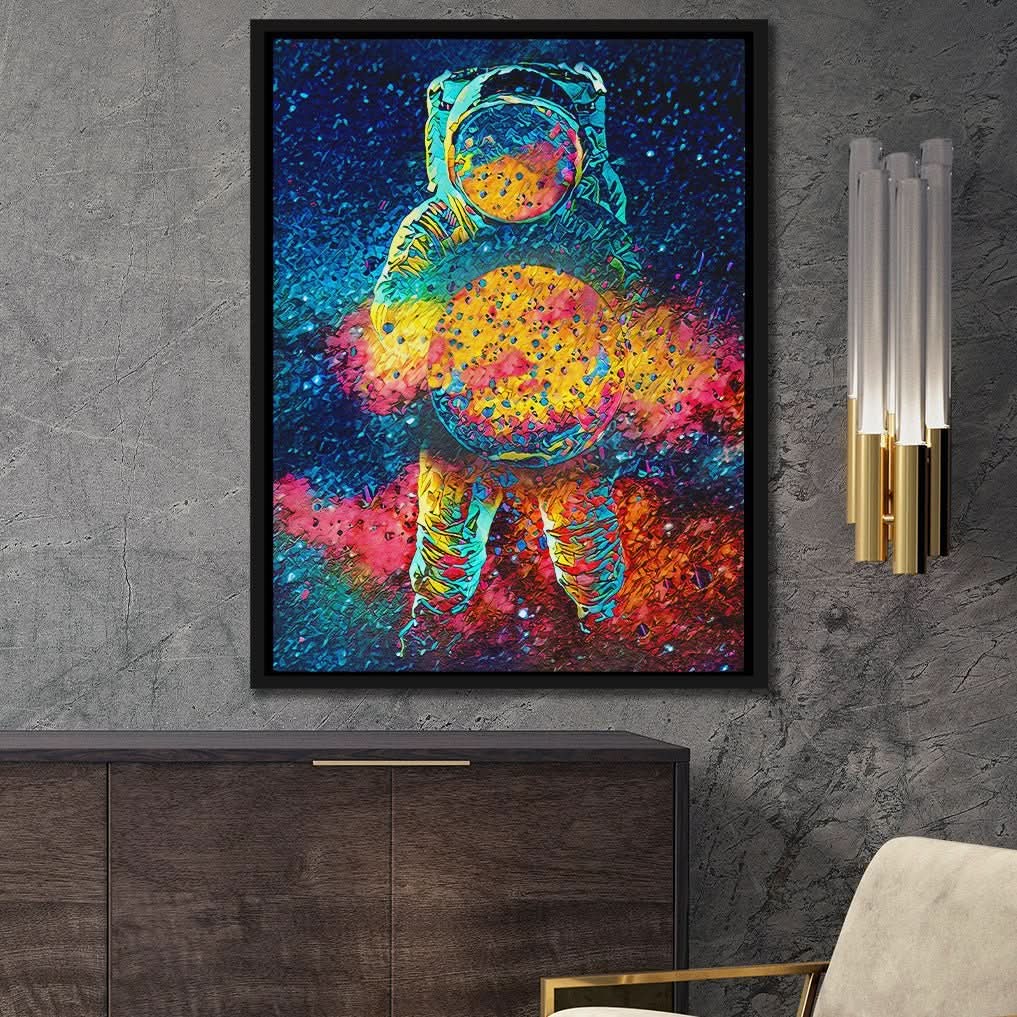 Cosmic Bang - Rainbow Wall Art in Black Frame