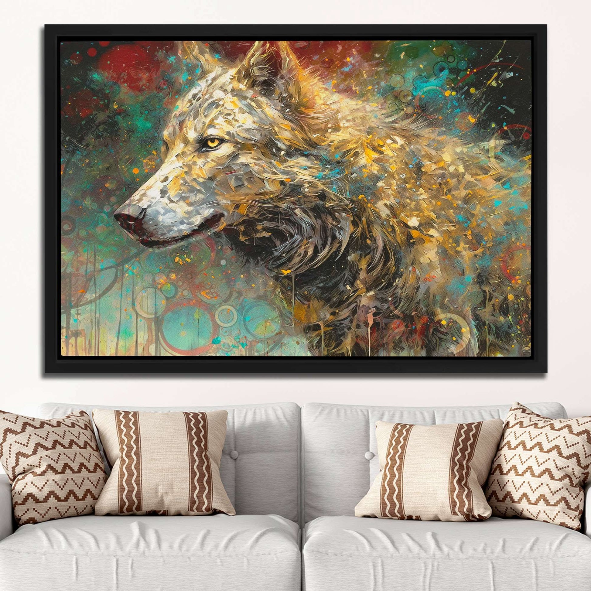 Cosmic Canine - Gold Wolf Canvas Print