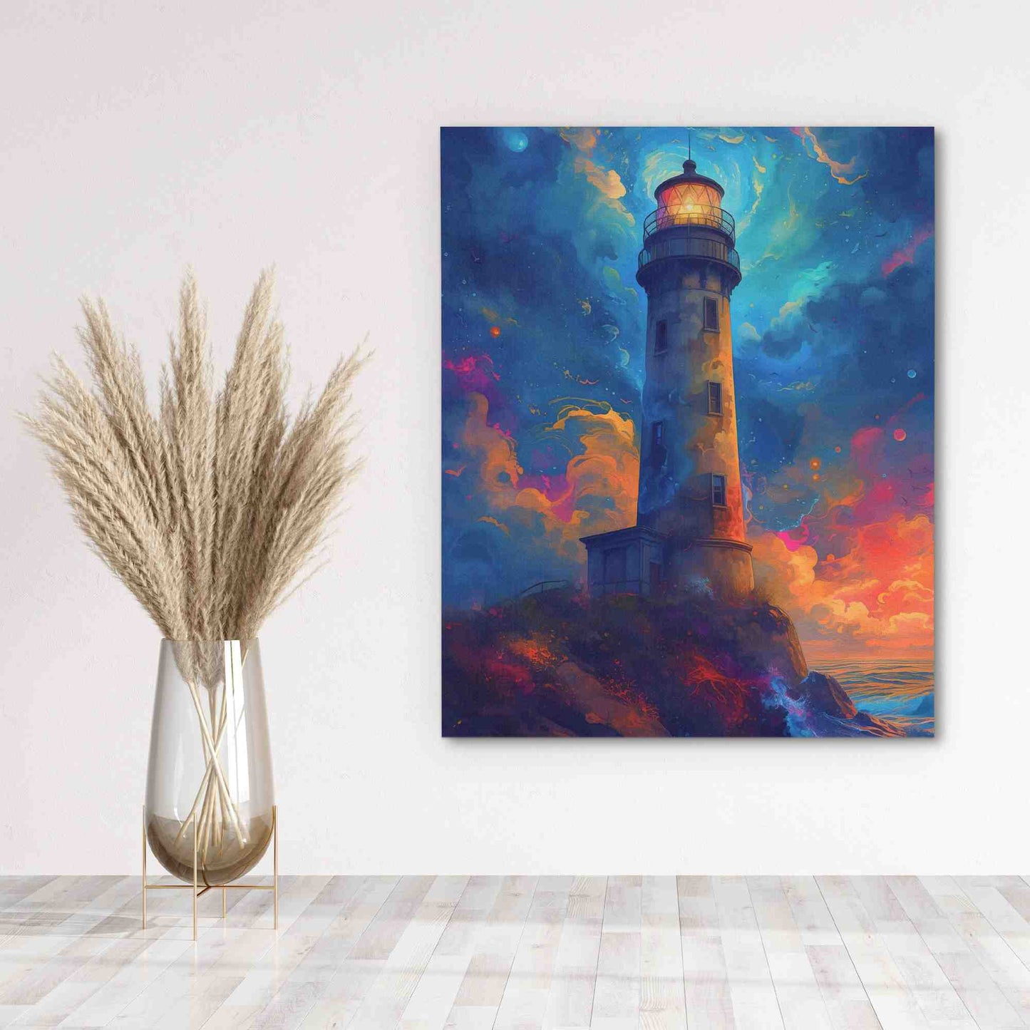 Cosmic Outlook - Coastal Wall Art in Black Frame