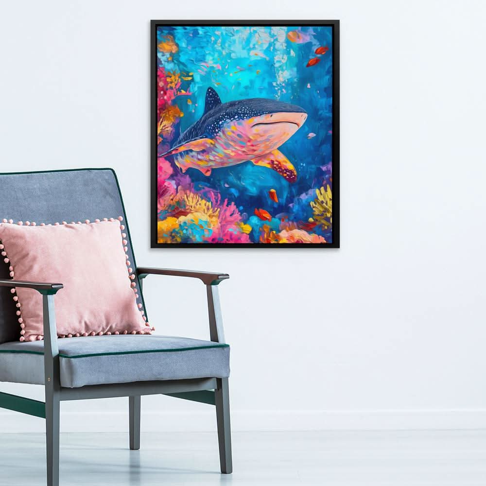Cosmic Reef - Beach House Wall Art in Black Frame