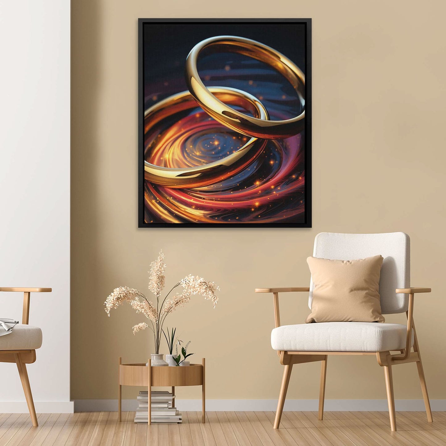 Cosmic Rings - Wall Art in Black Frame