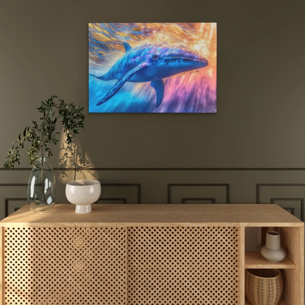 Cosmic Whale - Fantasy Wall Art in Black Frame